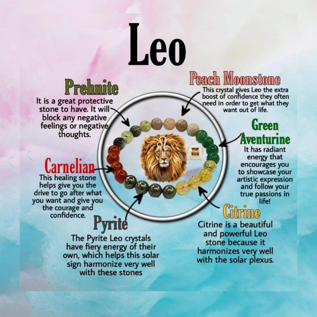 Buy CRYSTAL TREASURE Leo Zodiac Sign Crystal Stone Bracelet 8 mm Pyrite