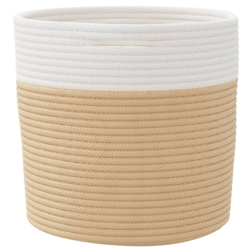 Aufbewahrungskorb Set 2 Stk. Beige und Weiß Ø28x28 cm Baumwolle, Dekokorb, Flechtkorb, Organizer, Spielzeugkorb, Dekoration für Wohnzimmer, Schlafzimmer, Regal und Schrank