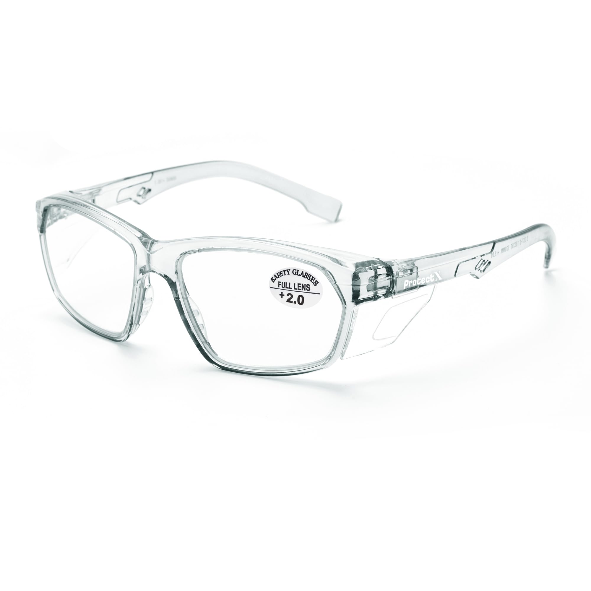 ProtectX Elegantes gafas de seguridad antivaho y resistentes a los arañazos con lectores, gafas de protección UV, gafas ligeras antiimpacto para hombres y mujeres, color carbón de lectura 2.0