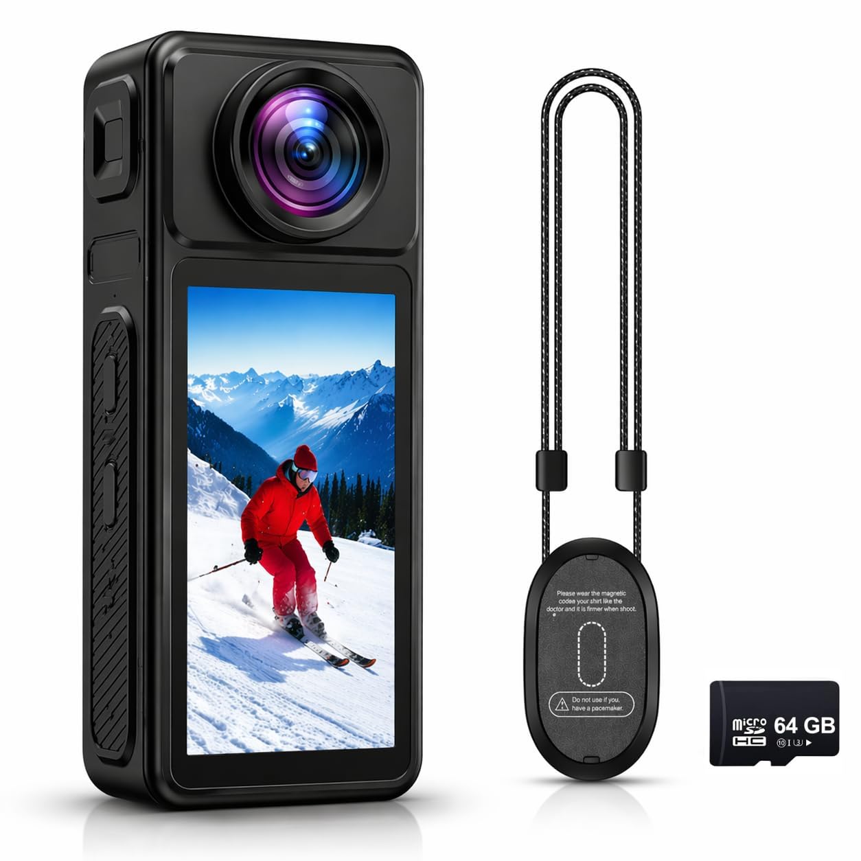 KLIOMAX Thumb Camera 4K with Magnetic Clip & WiFi – Mini Wearable Action Camera, 270° Rotating Lens, EIS Stabilization, Pocket Body Cam for Vlogging, Cycling & POV Recording