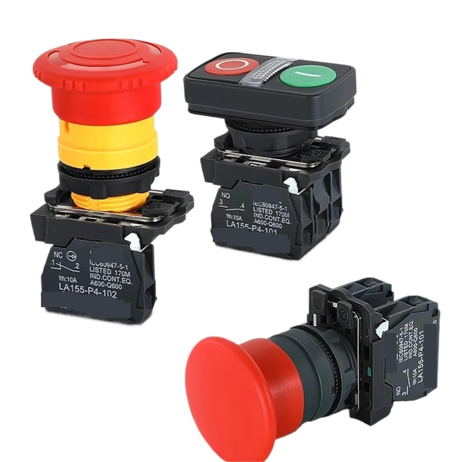 XB4 przełącznik dwuprzyciskowy ze światłem 22 mm, wyłącznik awaryjny, samoczynny przełącznik przyciskowy, 10 A (podwójny z LED A, 1NC, 24 V)