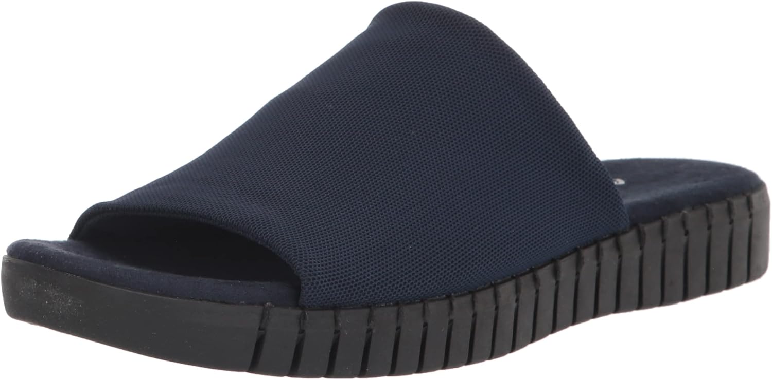 Easy Street Women's Akeyla Slide Sandal, Navy Stretch, 8.5