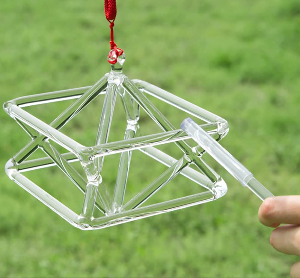 XBTGS Pirid Merkaba con cristallo di quarzo otticamente trasparente, per guarigione del suono e meditazione yoga, strumento musicale con custodia, corda e mazzuola, 12,7 cm