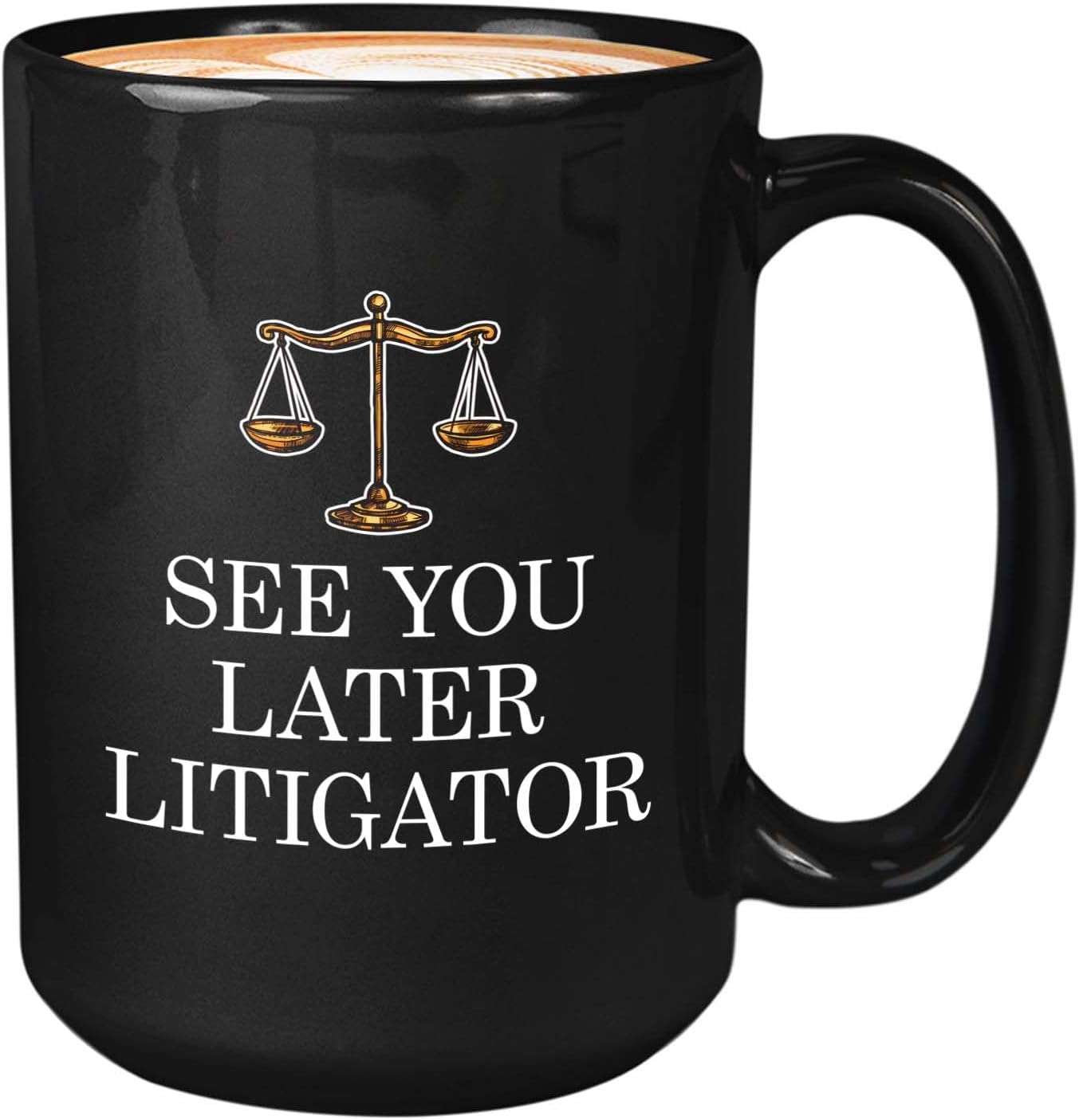Bubble Hugs Lawyer Coffee Mug 15oz Black - See You Later Litigator - Sarcasm Litigator Paralegal Consultant Lawyer Law Student Attorney Advocate Counselor Counsel Legal