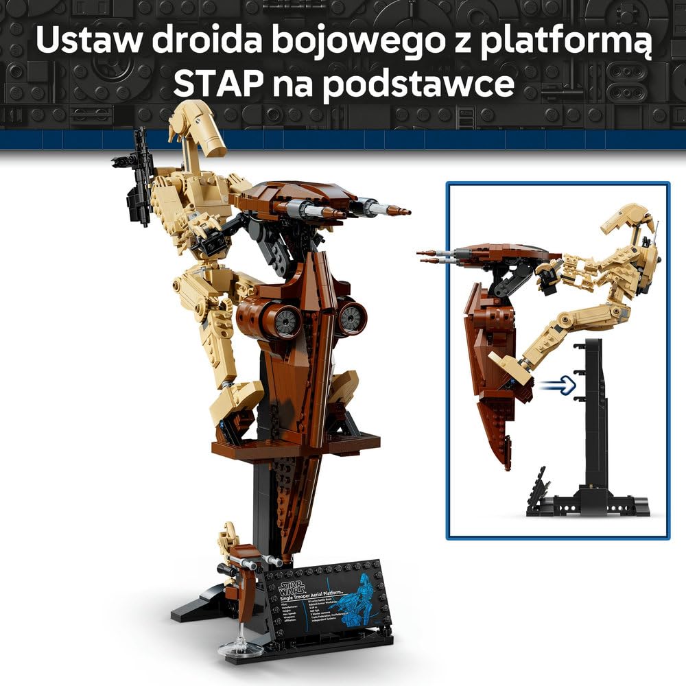 LEGO Star Wars Droid bojowy z platformą STAP 75428 | Kolekcjonerska figurka, zestaw klocków 12+, prezent dla fana Star Wars, klocki dla chłopca i dziewczynki, 1088 elementów