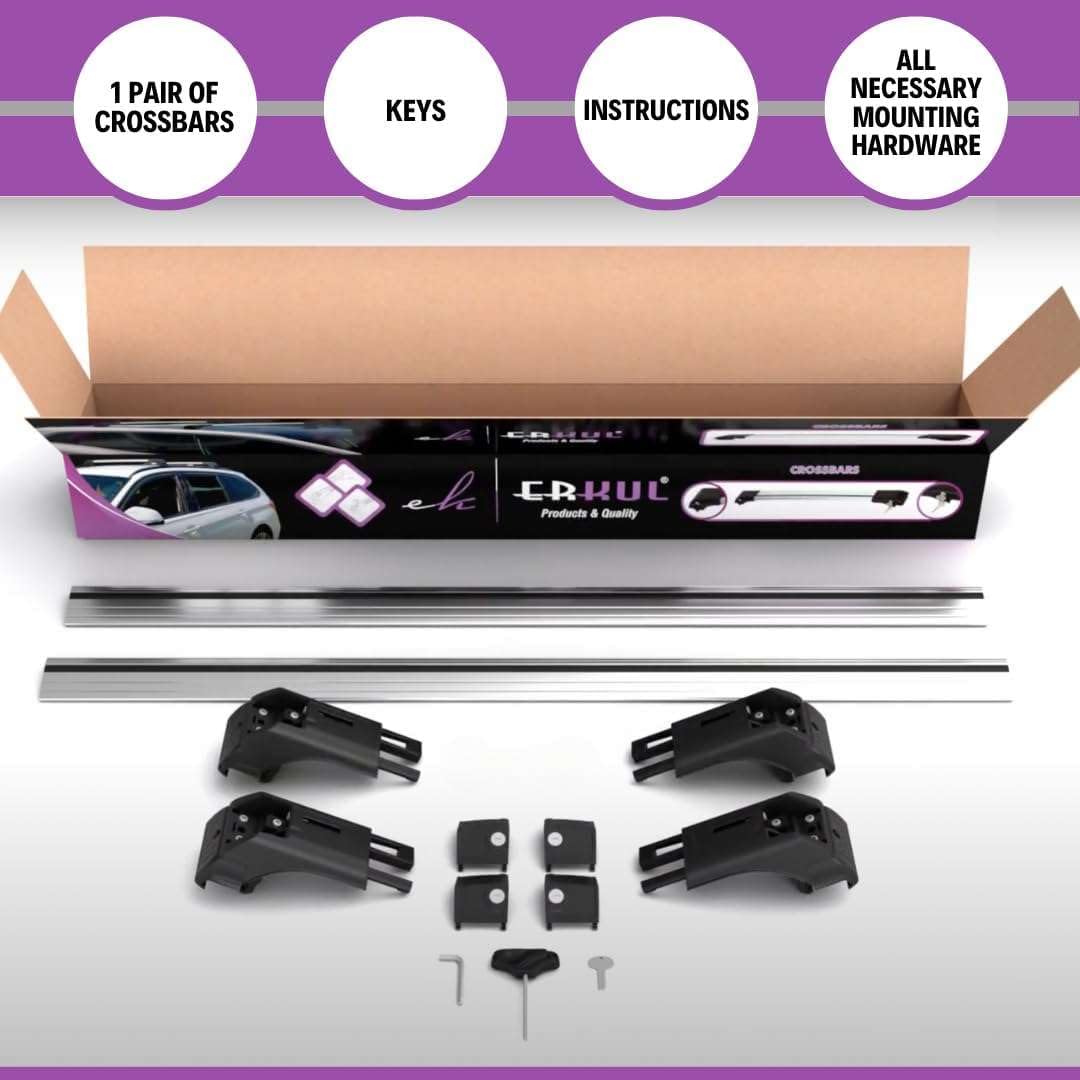 ERKUL 220lbs Roof Rack Cross Bars for Audi Q7 2016-2026 | Aluminum Crossbars with Anti Theft Lock for Rooftop | Compatible with Fixed Points Roofs - Black