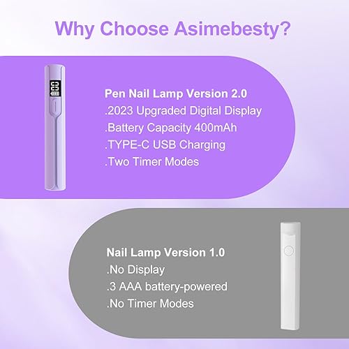 Miniatura 6 de Mini lámpara UV para uñas de gel, luz UV de mano Asimebesty para uñas, lámpara LED portátil para uñas, lámpara de uñas LED recargable inalámbrica U