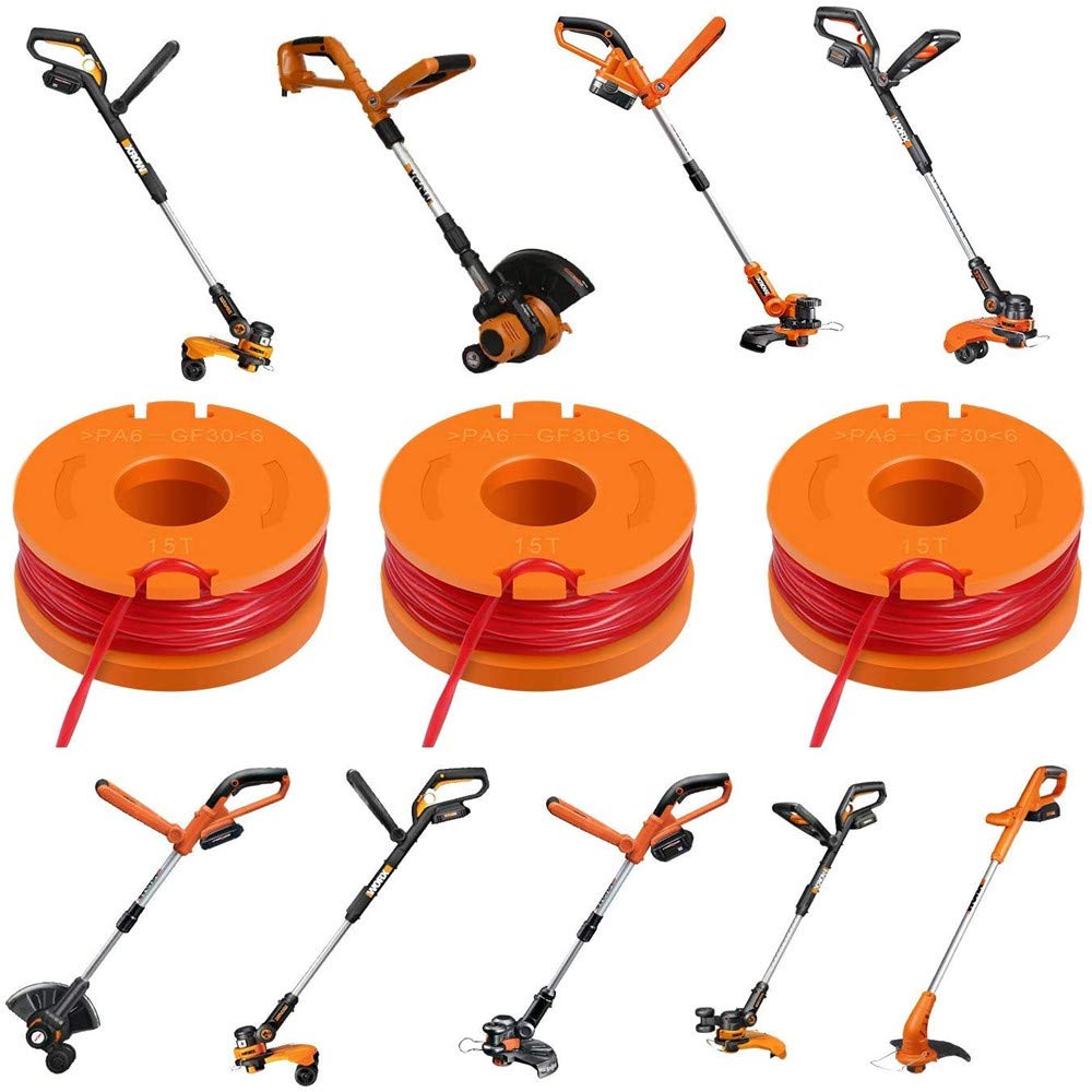 Lot de 14 bobines de fil de rechange pour débroussailleuse Worx WG180 WG163 WA0010 avec couvercle de bobine WA6531 GT 50006531