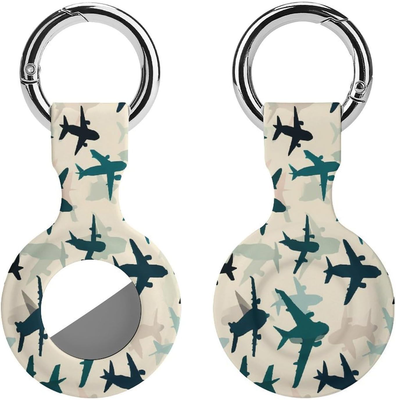 Airplane Jet Silhouette Protective Case for AirTag Print Tracker Holder Funny Finder Cover with Keychain