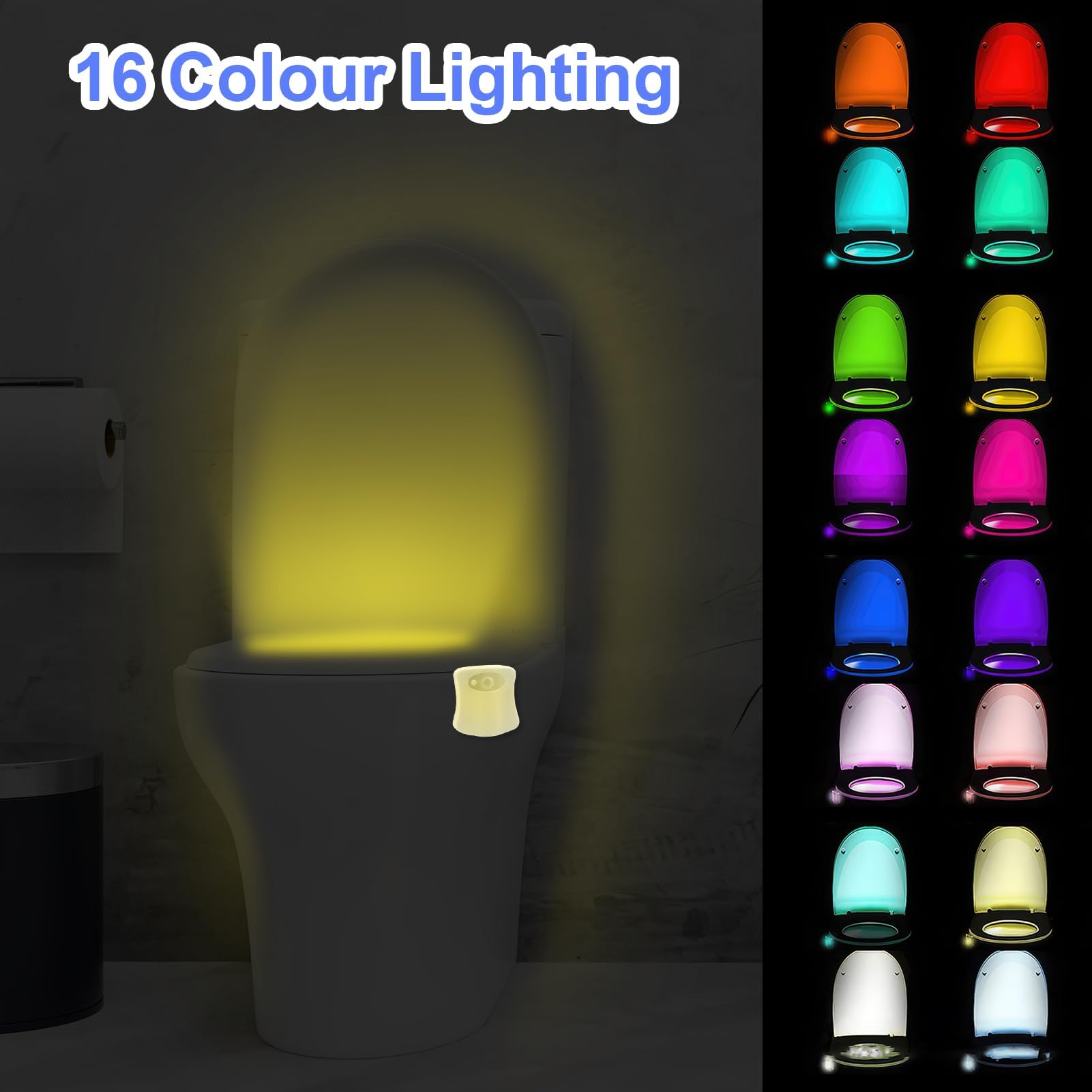 Toilet Light Inside Toilet with 16 Color Variations, Waterproof Automatic Motion Sensor LED Bathroom Toilet Bowl Light - Image 3
