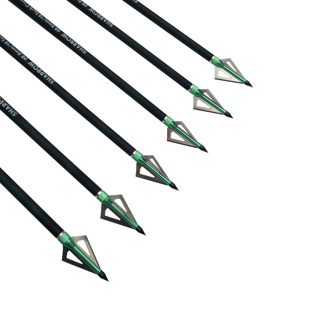 SHARROW 12pcs Flèches d'arbalète en Carbone 16 Pouces 17 Pouces Boulons d'arbalète avec Pointe de Flèche de Lame(16 inch)