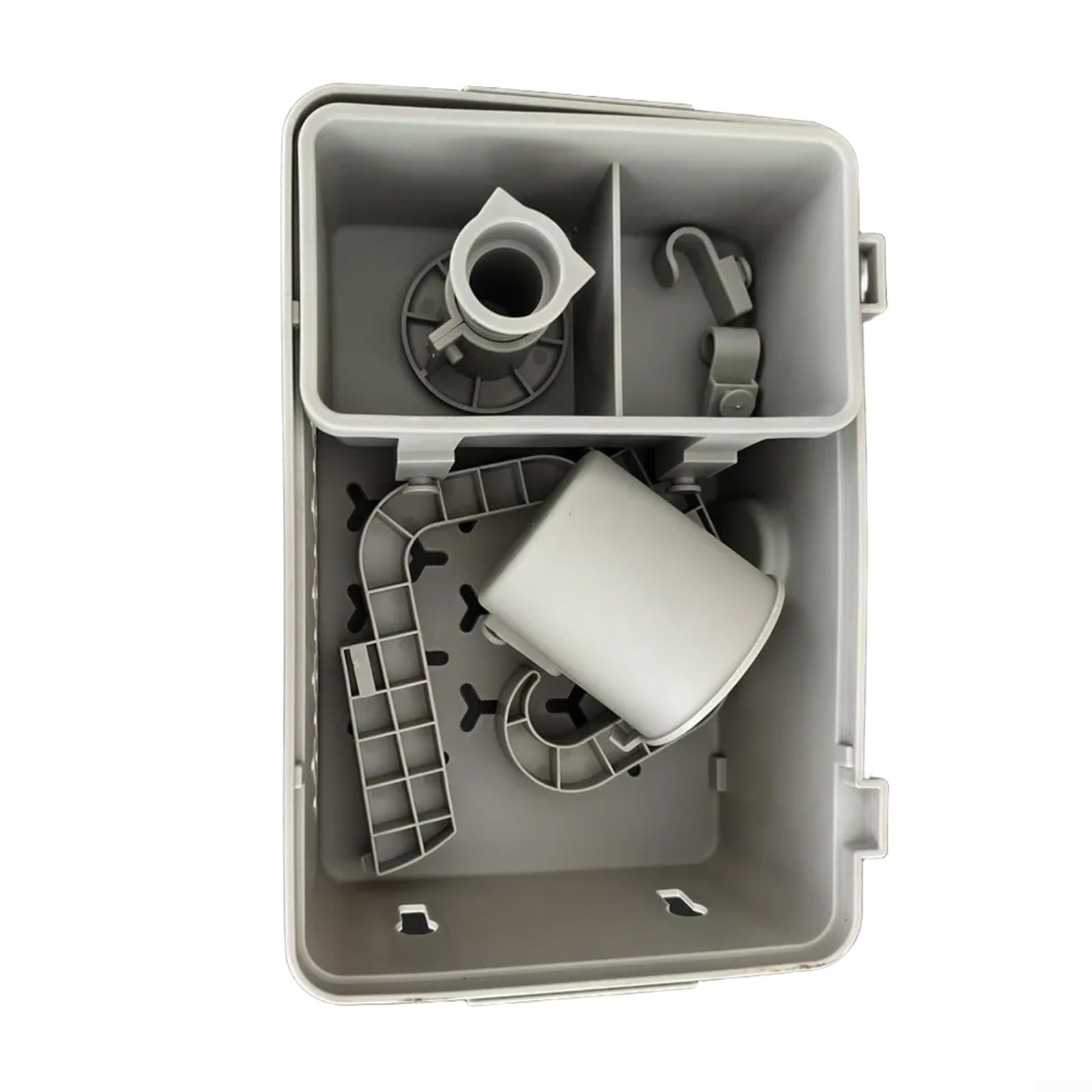 Organizador de almacenamiento de piscina con soporte para bebidas, soporte lateral, contenedor de accesorios de natación, resistente a la intemperie, gris (una taza)