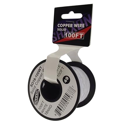 Shaxon SO18-100WT Solid Copper Wire on Spool, 100-Feet, White