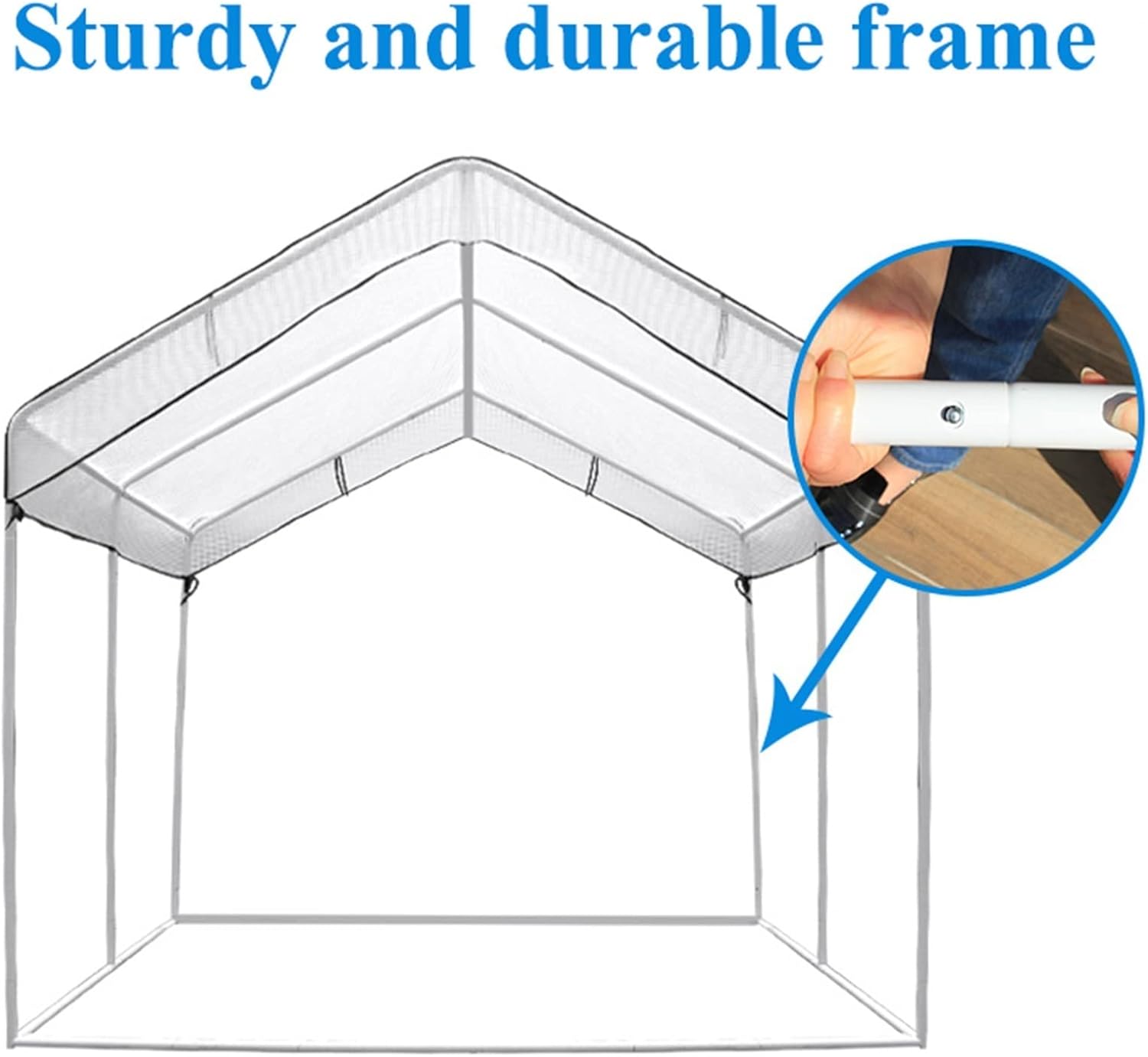 Portable Walk-in Greenhouse,Grow Plants, , White PE Cover Easy to Assemble,Seedlings, Herbs, or Flowers in Any Season-Gardening Rack,for Outdoor & Indoor Use ( Battery *1 : 150*150*195cm )