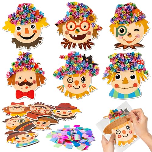 3sscha 12 Packs Fall Scarecrow Poking Craft Kit - Thanksgiving