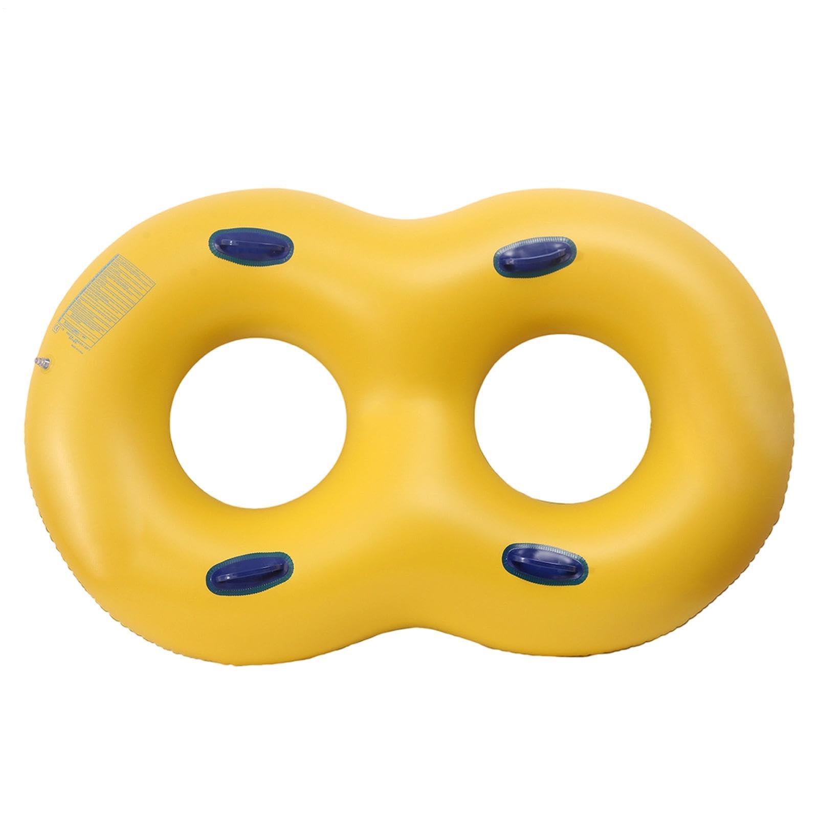 Flotteur gonflable de piscine jaune en PVC avec lit double assis - 8