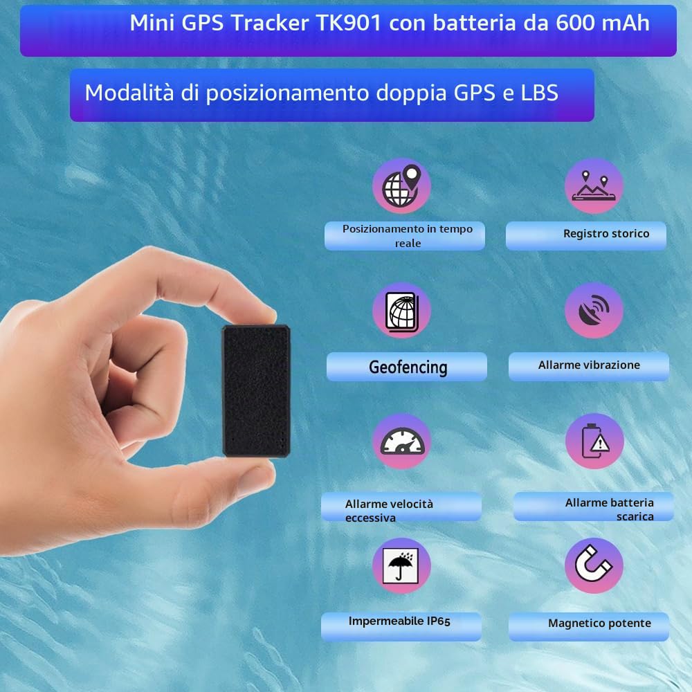 TKMARS Mini Localizzatore GPS Auto 4G Monitoraggio in Tempo Reale, Piccolo Tracker GPS APP senza Abbonamento Nessun Limite Di Distanza Tracker per Moto Scooter Bambini Valigia Borse Gatto Cane TK901
