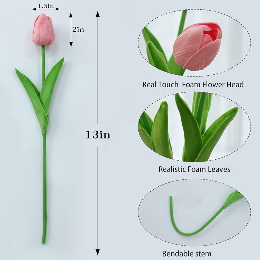 Amazon.co.jp: Rosscer 24個 ピンク 人工チューリップフラワー