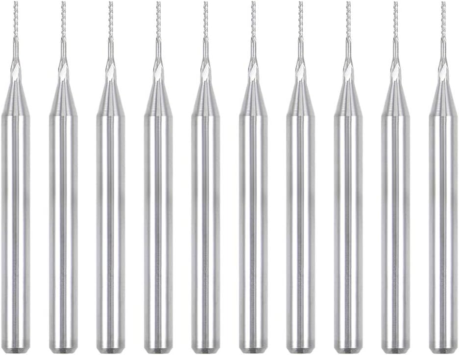 uxcell 10Pcs 0.5mm Carbide End Mill Engraving Milling Cutter CNC Router Bits for PCB Machine, 1/8" Shank