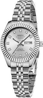 NIBOSI Watches for Women Analog Quartz Stainless Steel Dial with Day Date Luminous Waterproof Dainty Classic Luxury Diamond Elegant Dress Women's Watch for Small Wrists