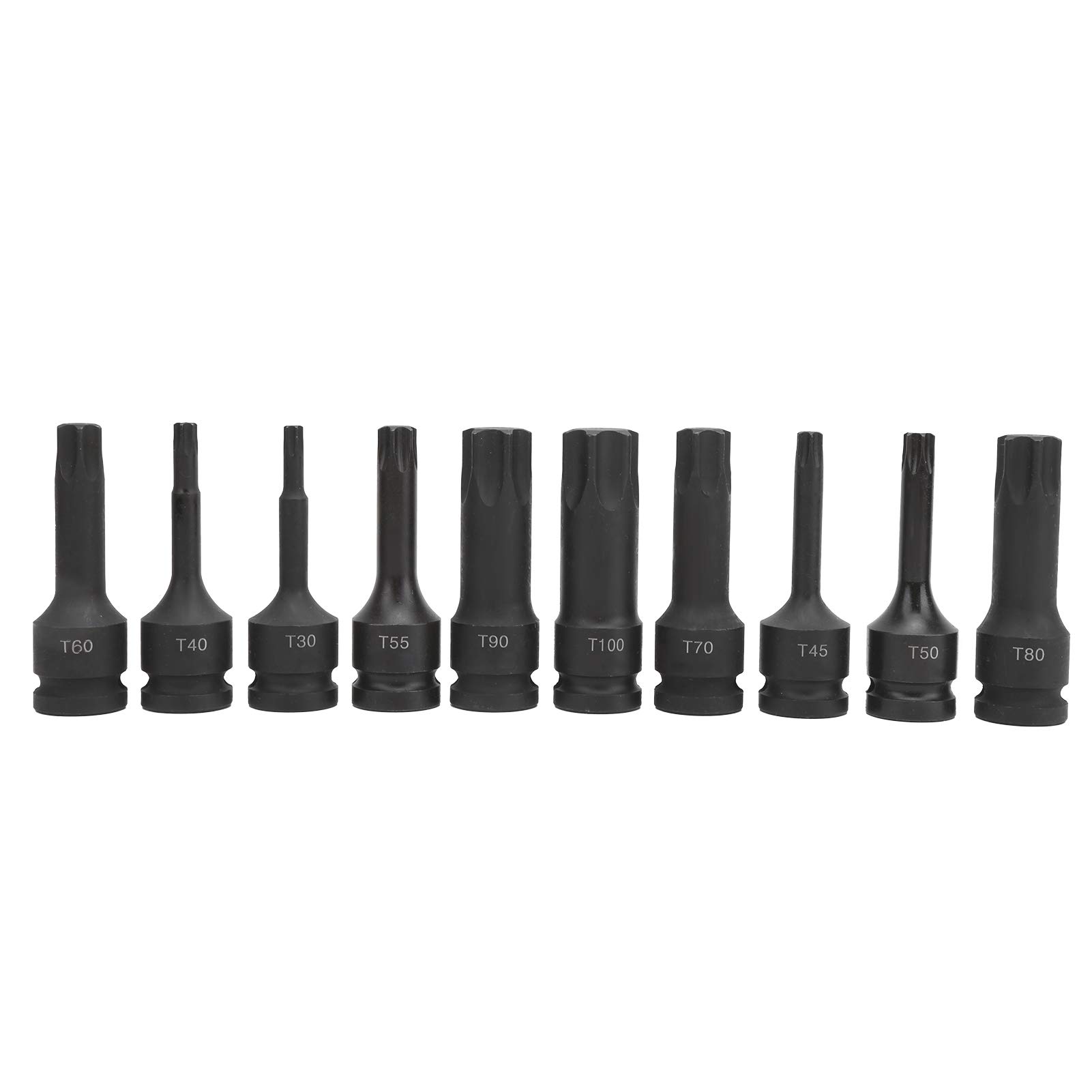Nut Driver Set, Drill Socket Set Socket Set For Drill 10Pcs 1/2in Square Socket Bit Set CRMO Star T30100 TSeries 78mm Length Auto Repair Tool
