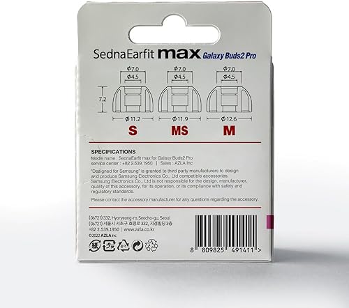 Miniatura 4 de AZLA SednaEarfit MAX para Galaxy Buds 2 Pro (SMSM), puntas de auriculares para auriculares inalámbricos, puntas de repuesto de auriculares con