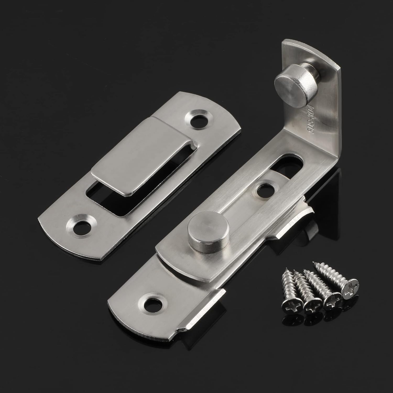 Alise SUS304 Stainless Steel Flip Latch Right Angle Gate Latches Bar Latch for Window Moving Sliding Barn Bathroom Doors,Brushed Nickel