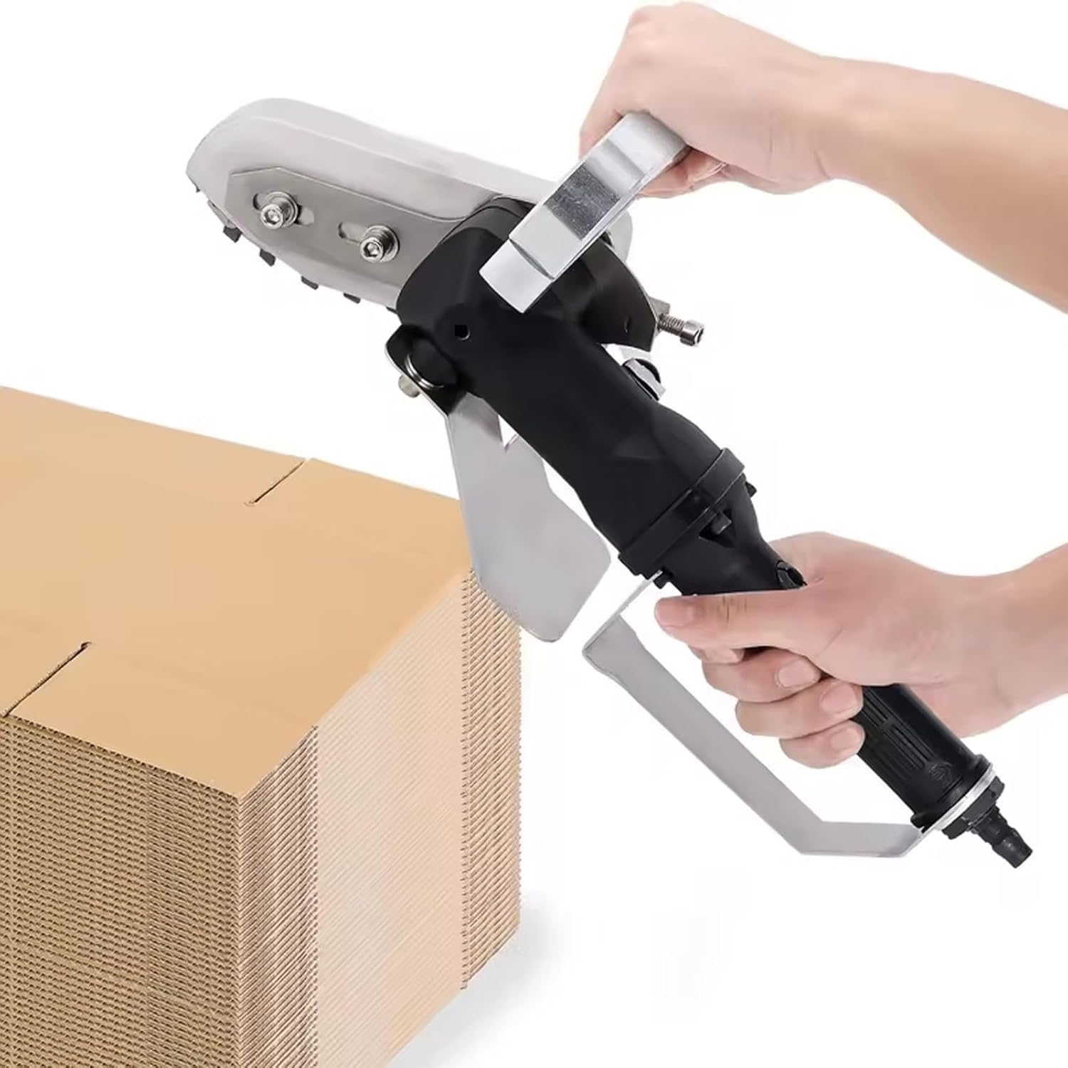 Desbrozadora De Cajas De Cartón, Desbrozadora Neumática, Herramienta para Recortar Bordes De Papel con Cadena De Acero De Aleación Y Cubierta Protectora Metálica., 5MM
