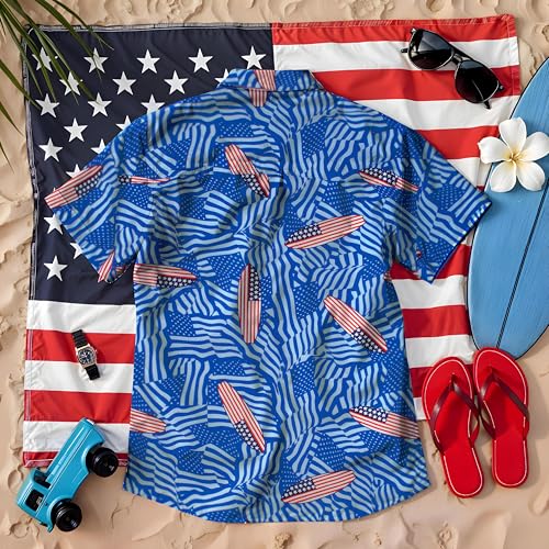 Image of Tommy Bahama Boys Classic Woven Button-Down Short-Sleeve Hawaiian Shirt with Pocket for Kids