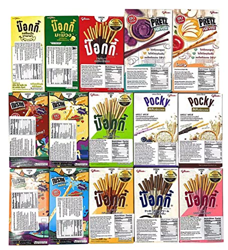 Pocky Biscuit Stick & Pretz Biscuit Stick 15 Flavor Variety Pack (Pack of 15)