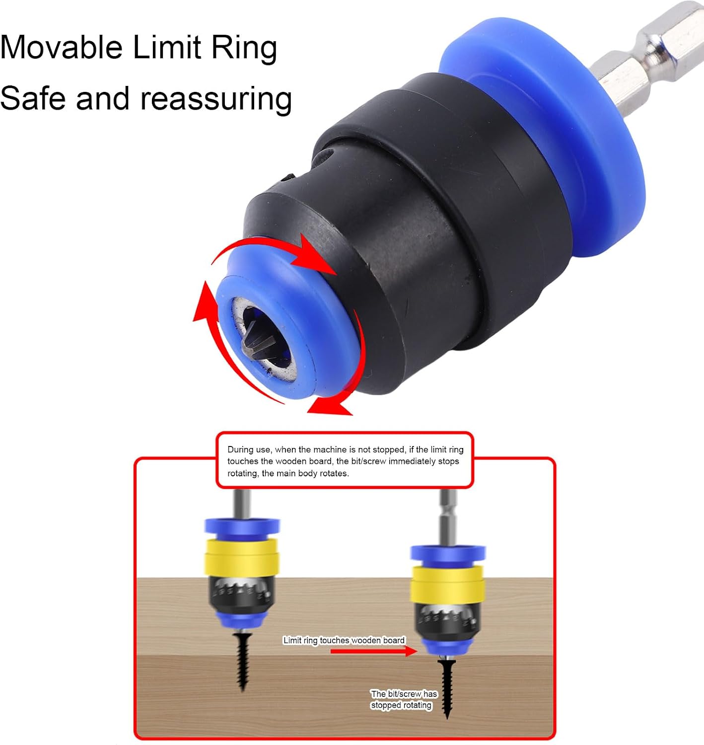 Adjustable Depth Screwdriver Bit Holder, 2-8mm Adjustable Strong Magnetic Screw Setter Quick Change Adsorption, Magnetic Tip Bit Holder, Blue Black