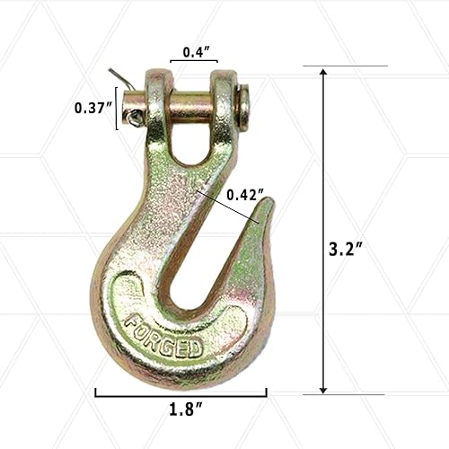 Miniatura 4 de Boxer Gancho de agarre de horquilla forjado de  pulgadas de grado 70, 14,400 libras de resistencia a la rotura, para ganchos de cadena para