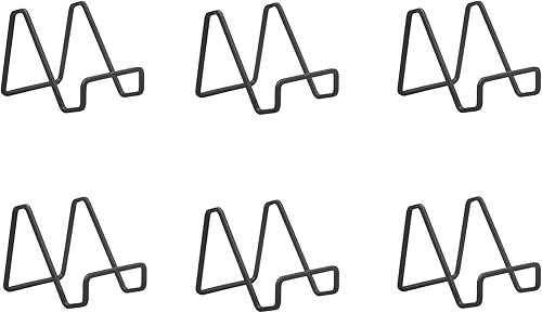 TRIPAR 6-Pack 3-Inch Metal Mahogany Painted Square Book Holder/Stand, Wire Mini Easel, Small Photo Stands for Table, Display for Picture Frames,