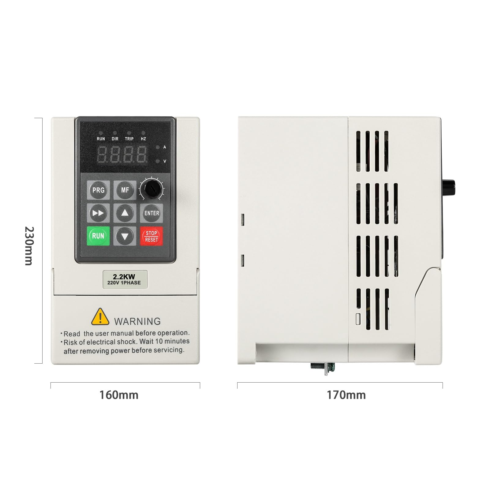 DEWIN VFD Azionamento a Frequenza Variabile,2.2kW 220V VFD Inverter per Motori, Ingresso monofase 220V Uscita trifase 380V Inverter di frequenza CNC con Cavo di Prolunga da 2m (2.2kW)