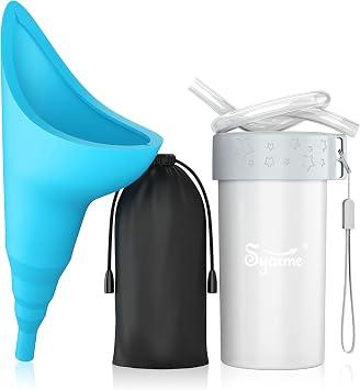 Female Urination Device, Portable Reusable Urinal Funnel with Extension Tube, Small Folding Storage, Suitable for Travel, Festivals, Camping, Traffic Jams, Etc, with Waterproof Cup