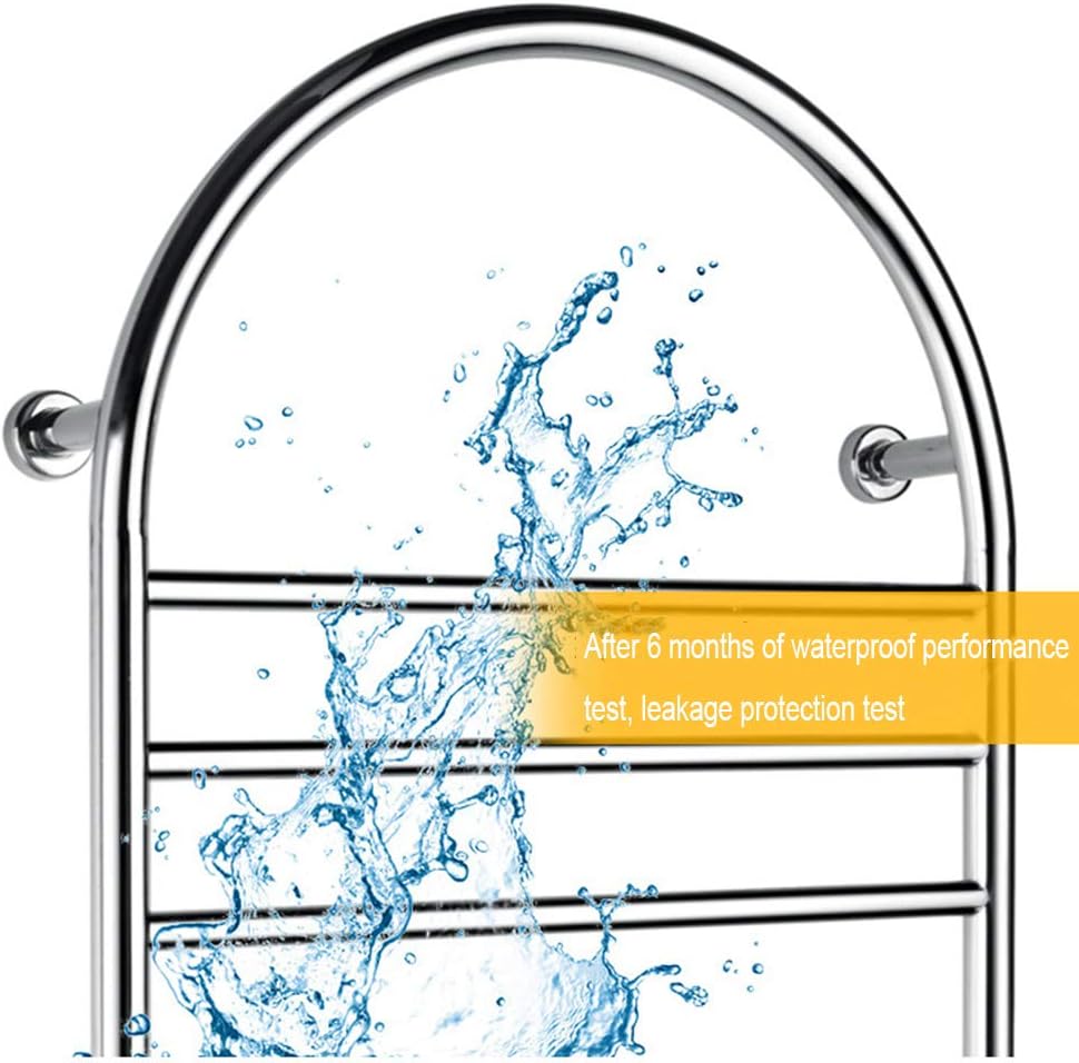 Electric Towel Warmer Polish Chrome Wall-Mounted Towel Heater 4 Heated Bars Hardwired and Plug in Options for Bathroom Sauna Spa