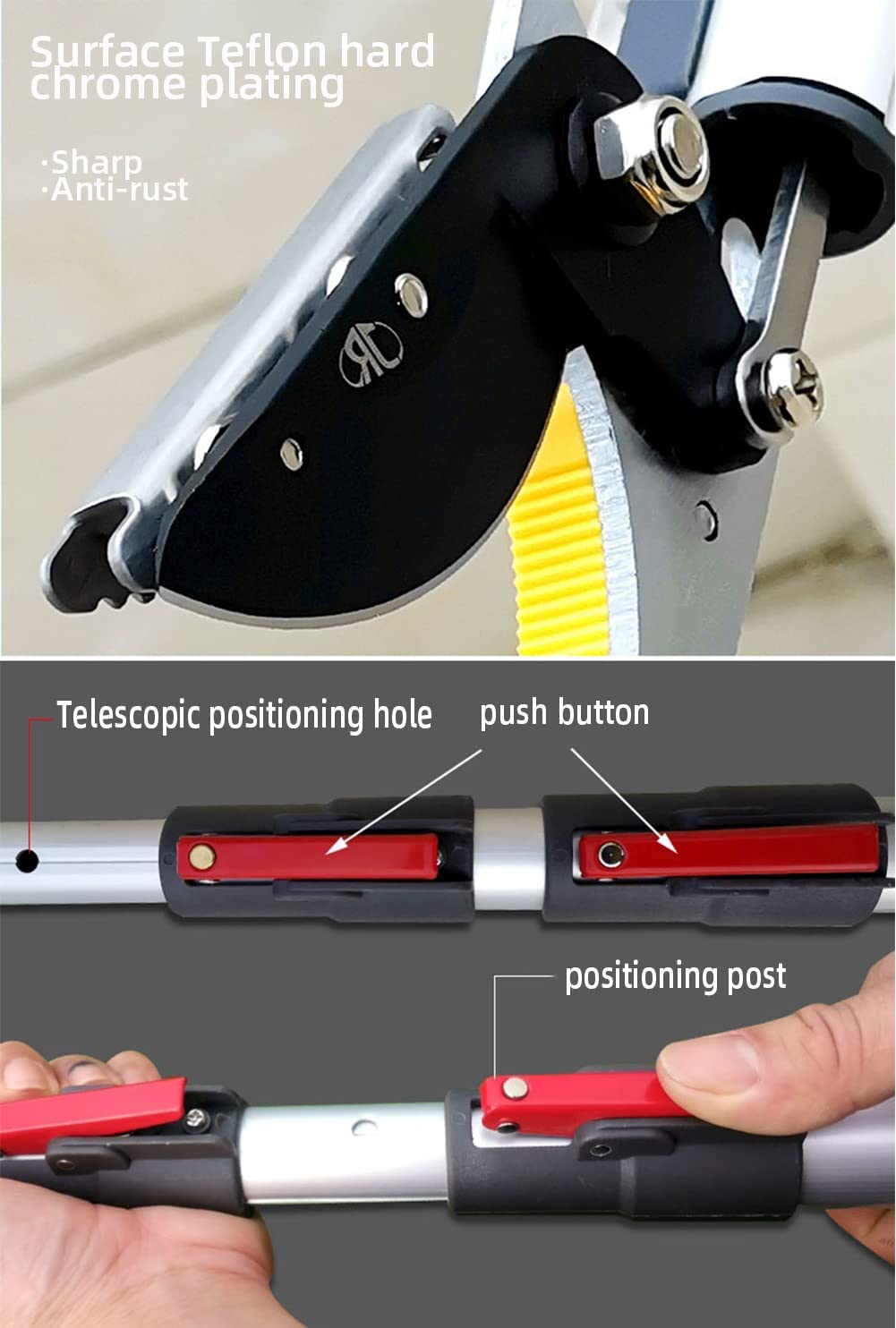 Manejo con una sola mano + sierra de podar (– 3,40 m) – Tijeras telescópicas para podar árboles arbustos frutas cortasetos telescópicos – Cortasetos de ahorro de mano – Herramienta manual de corte de
