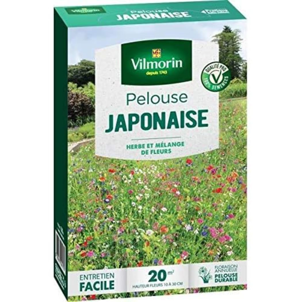 Pelouse japonaise Vilmorin à fleurs annuelles : semis facile pour un gazon fleuri durable