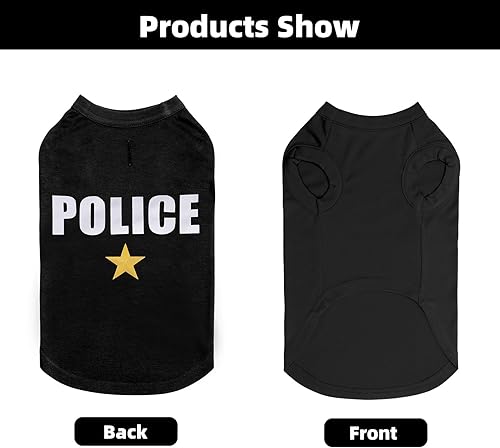 Miniatura 5 de BINGPET Camisa de policía para perros, camiseta de algodón suave para mascotas, ropa para perros, chaleco suave y ligero para perros pequeños y