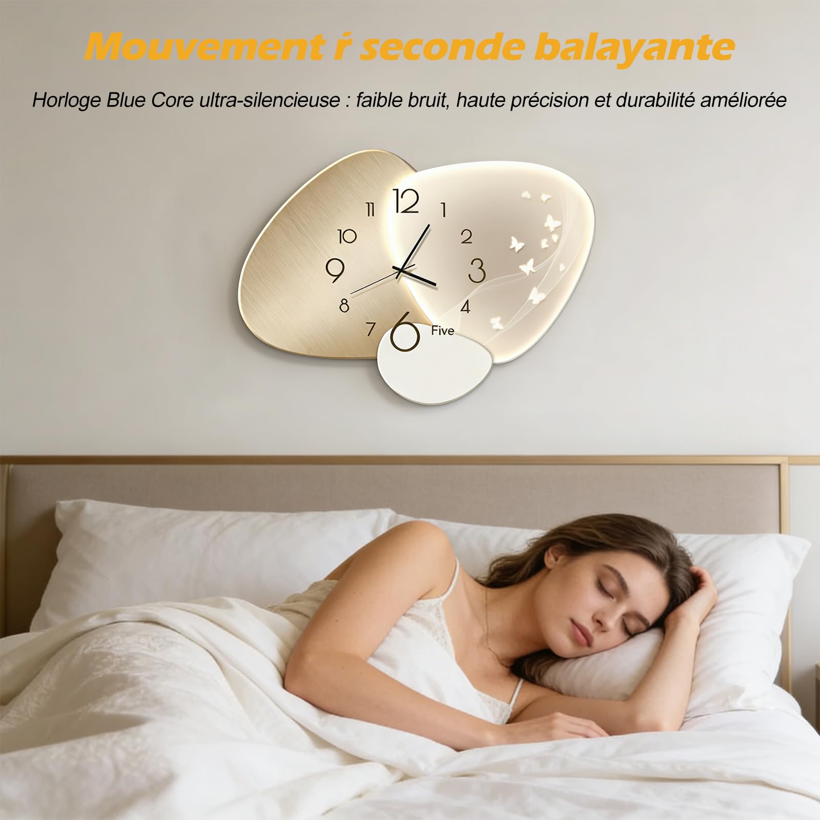 Ergocar Horloge Murale Silencieuse De Style Nordique Céramique Cristalline Haute Définition Étanche Alimentée par Pile Décorative pour Les Écoles, Les Salons, Les Cuisines, Les Chambres à Coucher