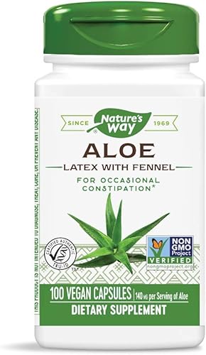 Miniatura 2 de Nature's Way Látex de aloe con hinojo 140 mg, para estreñimiento ocasional, 100 cápsulas veganas, paquete de 2