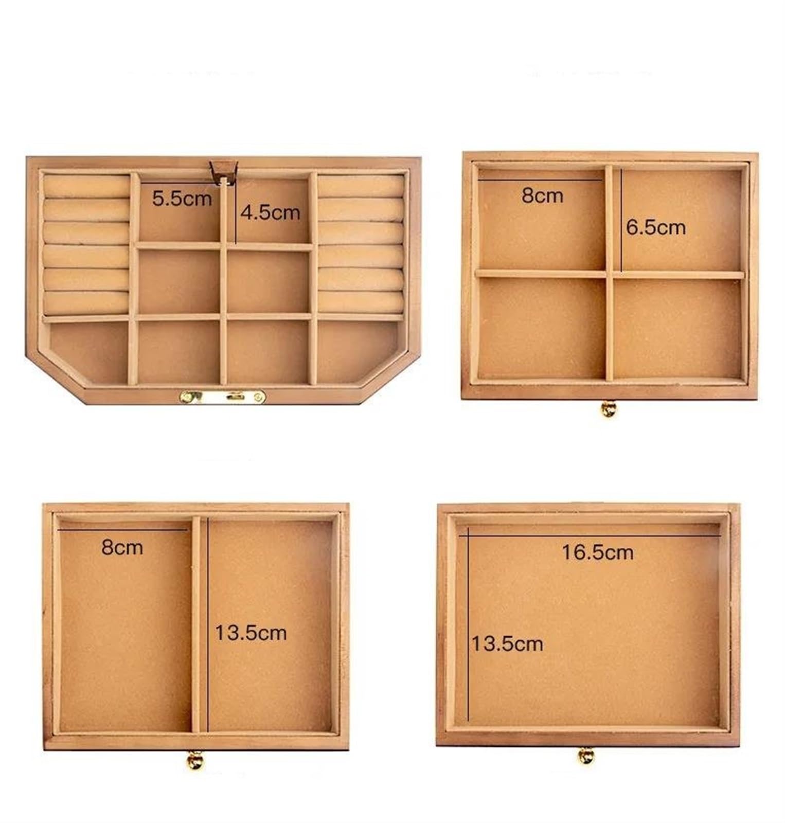 Caja para Anillos de Madera Maciza, Almacenamiento de Joyas con Cerradura, Pendientes y Collares, Gran Capacidad, Cajas Sencillas de Estilo Vintage para joyería.