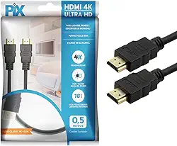 PIX Cabo Hdmi 2.0 4K Hdr 19P 0.5M Pix Gold, Preto