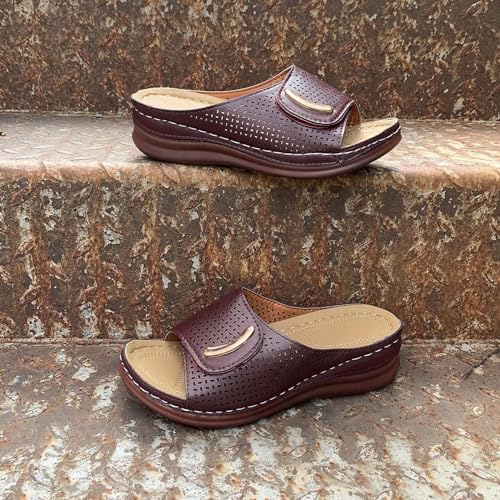 Womens Hollow Out Orthopedic Slippers Summer Casual Peep Toe Sandals Comfy Slip On Wedge Slippers Walking Shoes2