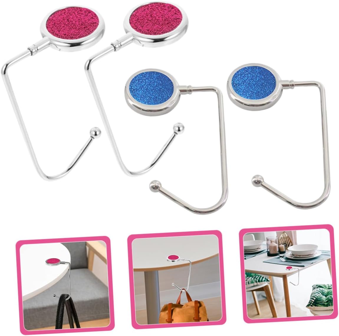 DOITOOL 2pcs Portable Table Purse Hanger and Backpack Hook, Handbag Holder Large Straight Design for Desk, Multipurpose Bag Hook for Hanging Purses and Backpacks in Office Or Home