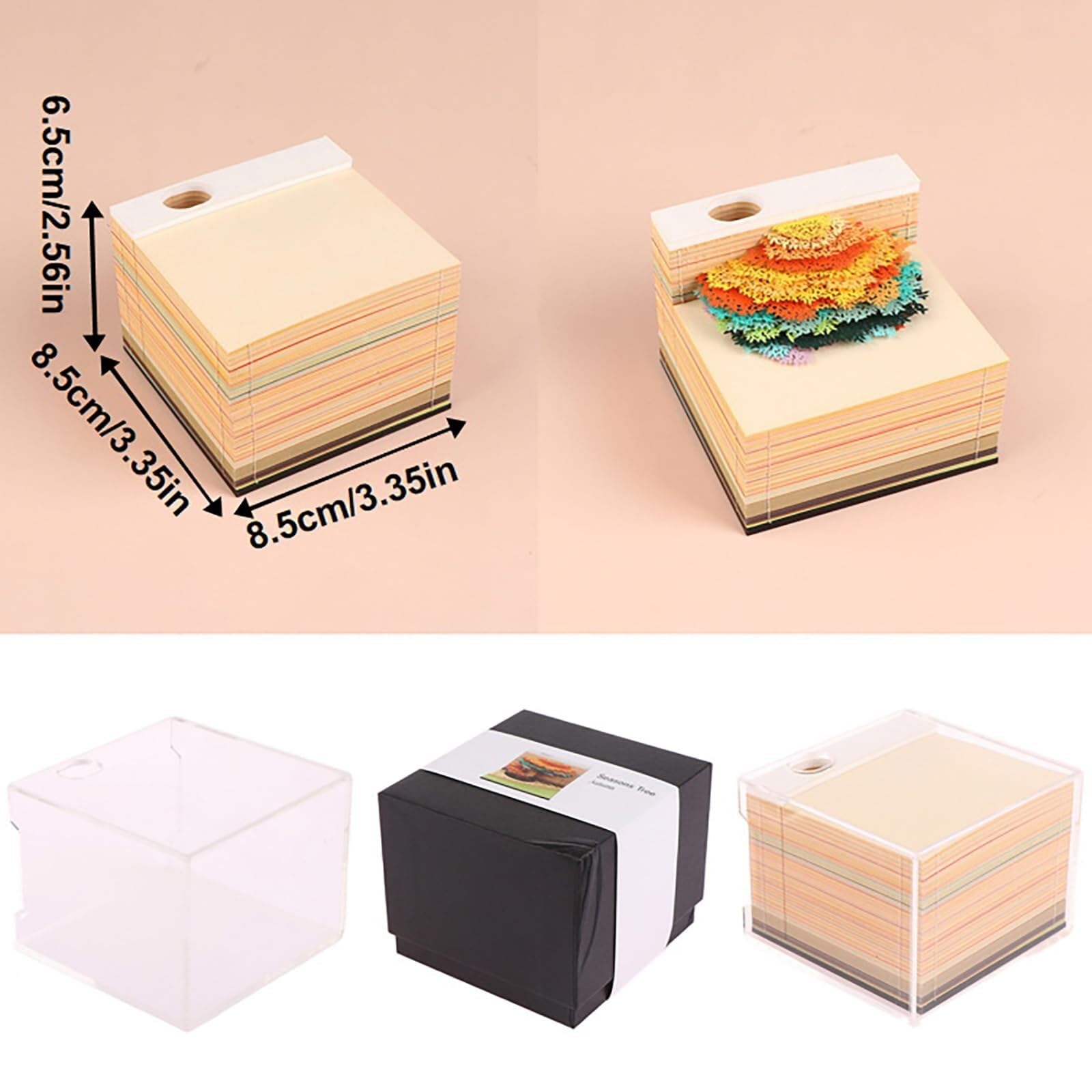 Motivationskalender Kalender 2026, Schreibtisch-Notizblock mit 3D-Katzenmotiv aus Papier, Geschenkidee Coole Geschenke für Kollegen(Four Seasons Tree-C,Without Light)