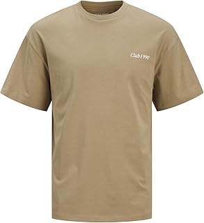 تيشرت برادلي مزين بتصميم جرافيك برقبة دائرية على شكل حرف O وأكمام قصيرة للرجال من جاك اند جونز