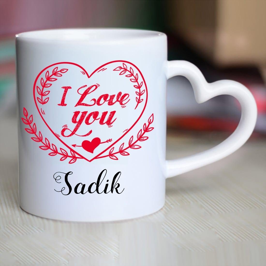 HuppmeHuppme I Love You Sadik Heart Handle Mug, 350 ml, White