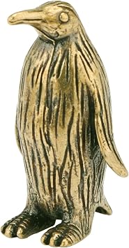 Brass Figurines Home Decor,Retro Penguin Brass Ornament Lovely Tea Pet Copper Sculpture Handheld Crafts Collection Kawaii Room Decor 2.6x1.4cm