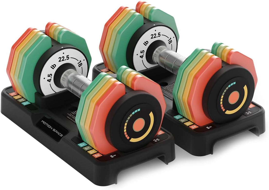 Adjustable Dumbbells Set 12.5LB/22.5LB Pair, 1-Sec Fast Adjustable 5 Weights by Turning Handle, Premium Comfort Non-slip Metal Dumbbells with Tray, Compact Size for Full Body Home Workout